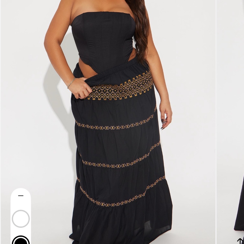 NWT - Embroidered black maxi skirt